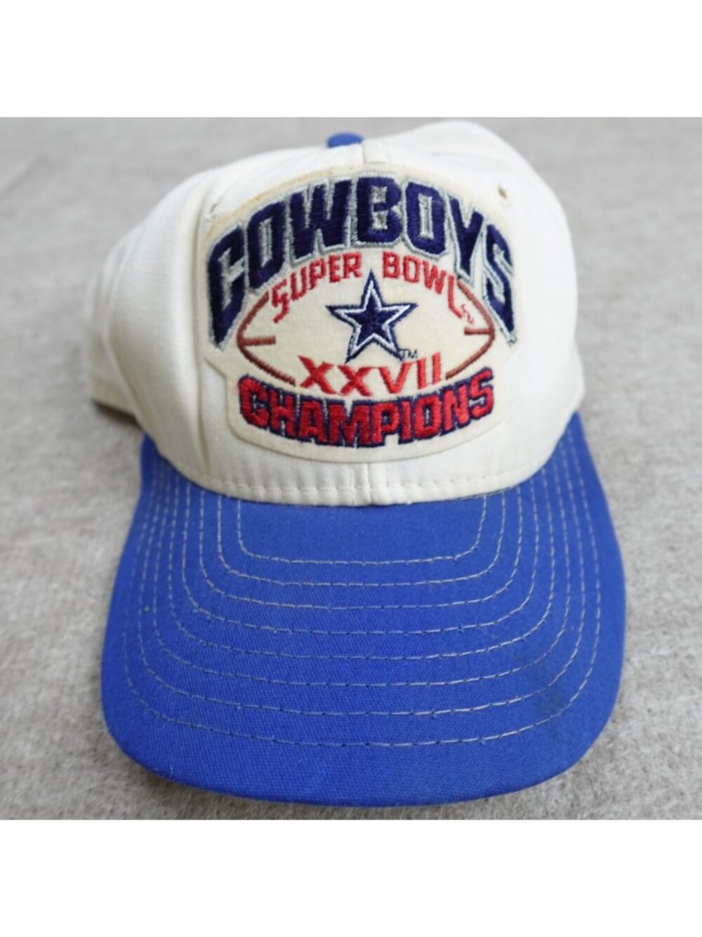 Dallas Cowboys Hat White Embroidered Snapback Super Bowl Champions XXVII Vintage